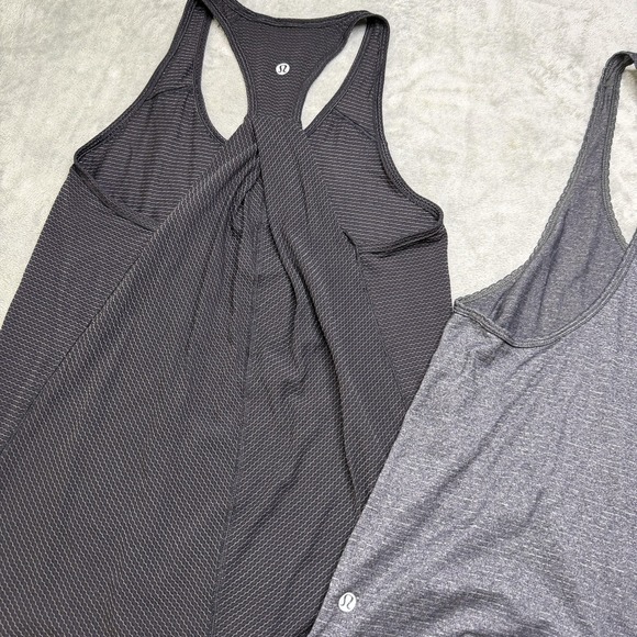 Lululemon Tank Top Womens 6 Black Striped Scoop Neck Racerback Athletic Yoga - Picture 8 of 9